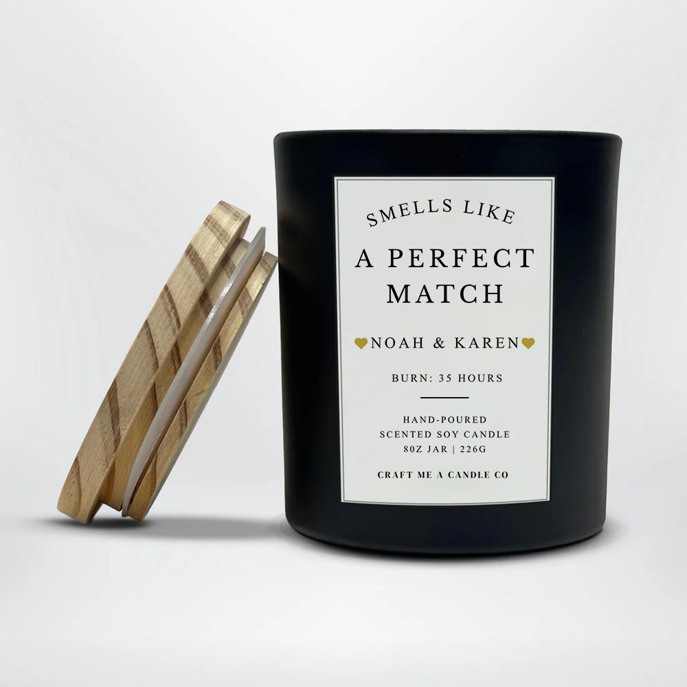 Custom Smells Like A Perfect Match Candle | Custom Label Candle | Personalized Matches Candle | Custom Couple Gift | Wedding Keepsake