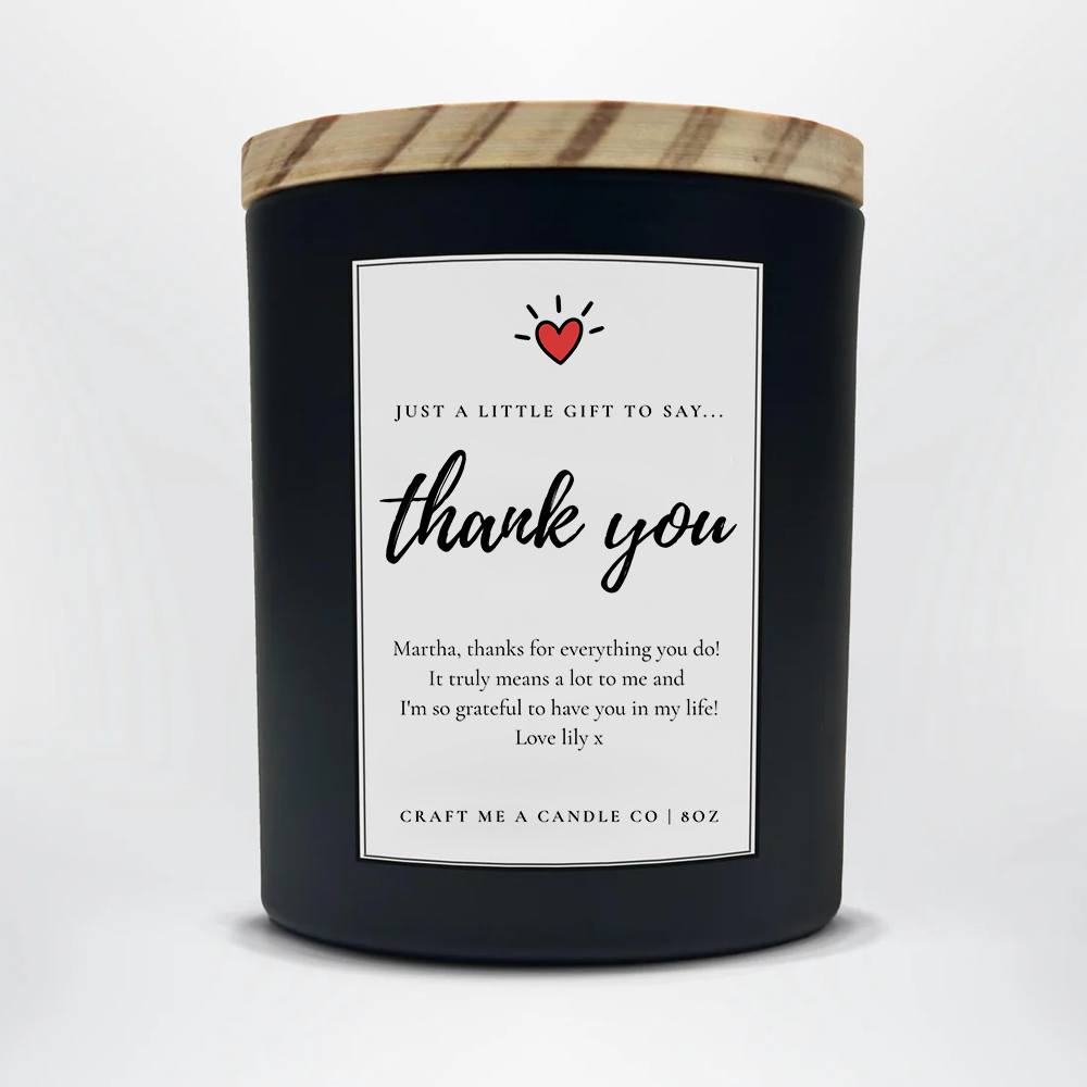 Personalized Thank You Candle 8oz | Custom Appreciation Gift | Custom Message Candle | Employee Christmas Gift