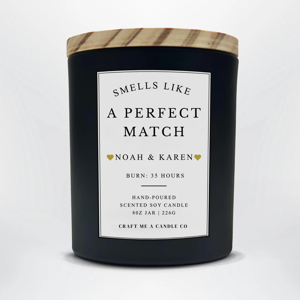 Custom Smells Like A Perfect Match Candle | Custom Label Candle | Personalized Matches Candle | Custom Couple Gift | Wedding Keepsake