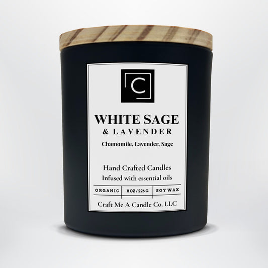 White Sage & Lavender Scented Candle – Chamomile, Lavender, Sage | Natural Soy Wax Candles | Round Jar Candles