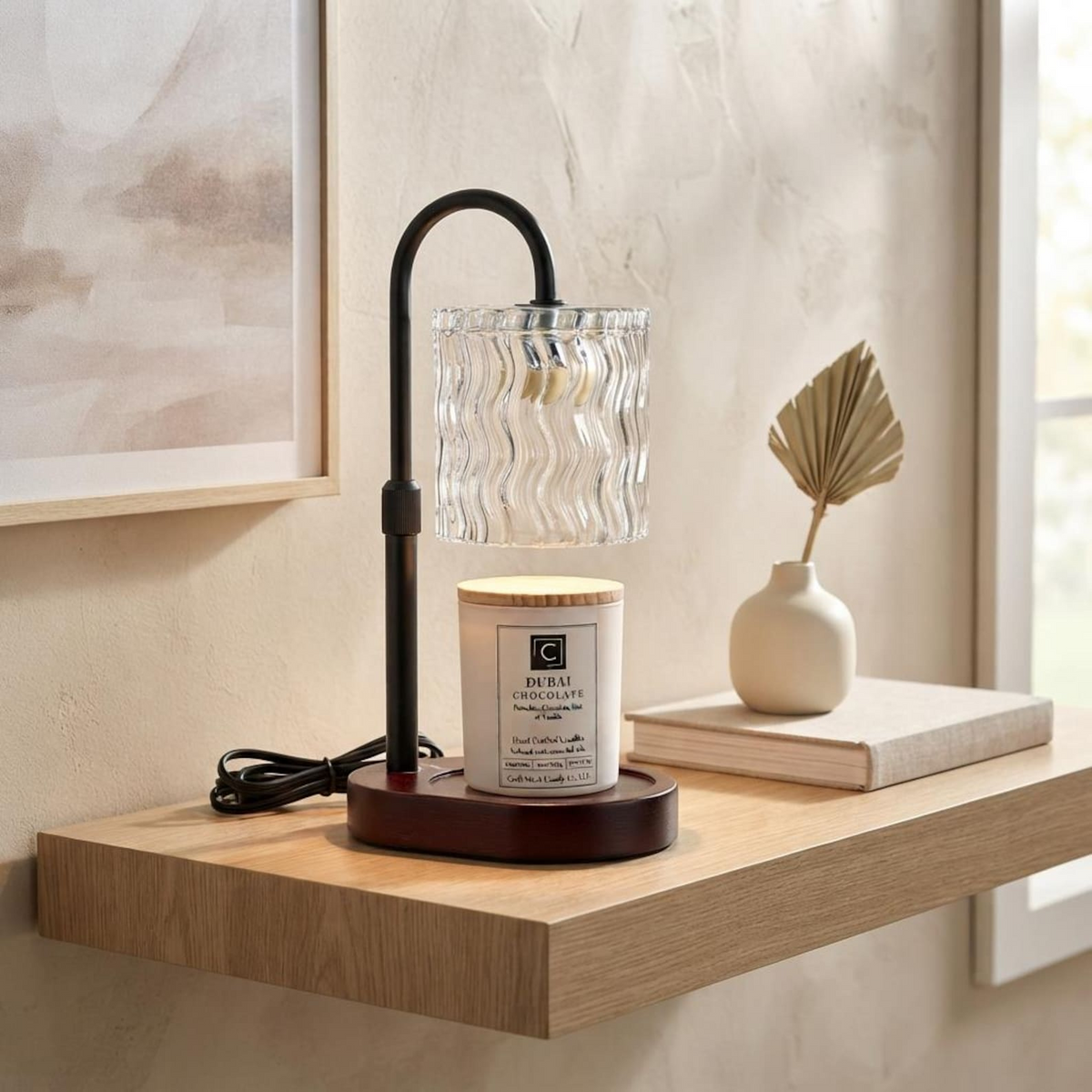 Electric Candle Warmer Lamp | Jar Candle Warmer | Wooden Base Dimmable Lamp | Cozy Home Wax Warmer