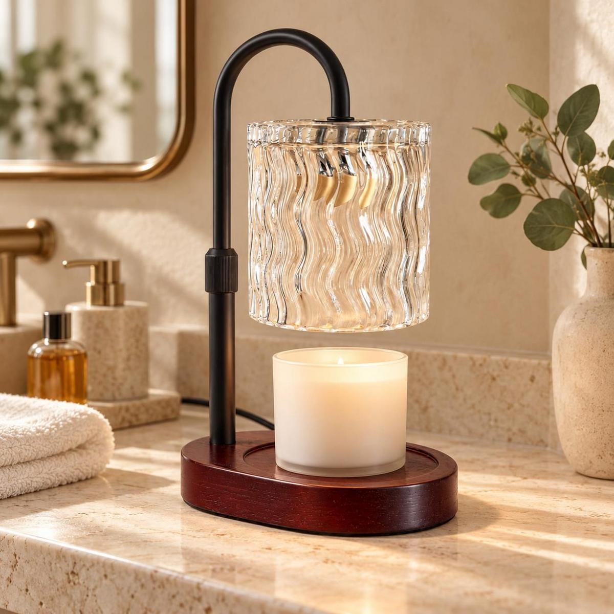 Electric Candle Warmer Lamp | Jar Candle Warmer | Wooden Base Dimmable Lamp | Cozy Home Wax Warmer