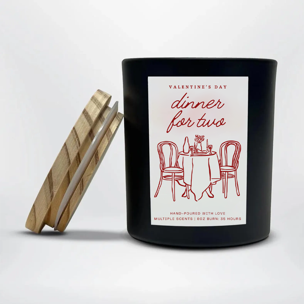 Happy Valentines Day Soy Candle 8 oz Love Scent Black Jar Romantic Gift Handmade Scented Candle