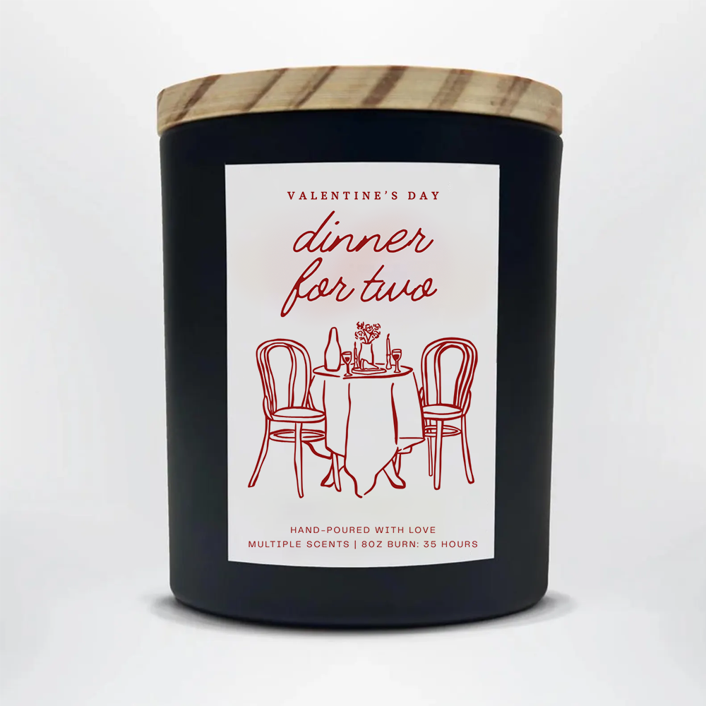 Happy Valentines Day Soy Candle 8 oz Love Scent Black Jar Romantic Gift Handmade Scented Candle