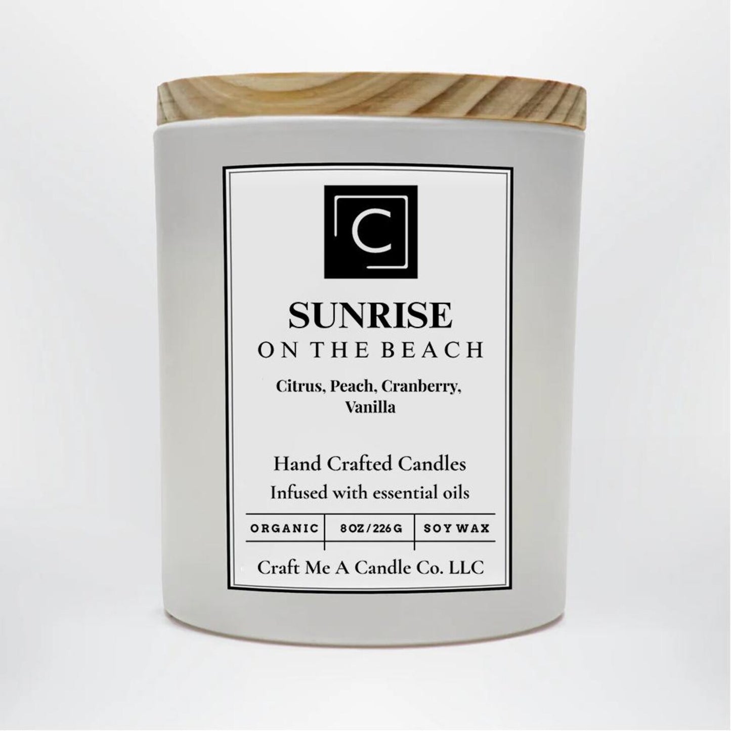 Sunrise on the Beach Scented Candle – Citrus Peach Cranberry Vanilla | Natural Soy Wax Candle | Matte Black Jar Candle
