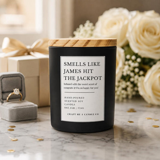 Personalised Engagement Candle | Smells Like James Hit The Jackpot Candle | Future Mrs Gift