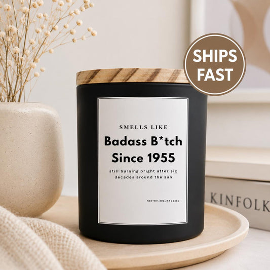 Smells Like Custom Candle | Personalized Candle Gift | Badass Bitch Since 1955 Candle 8oz