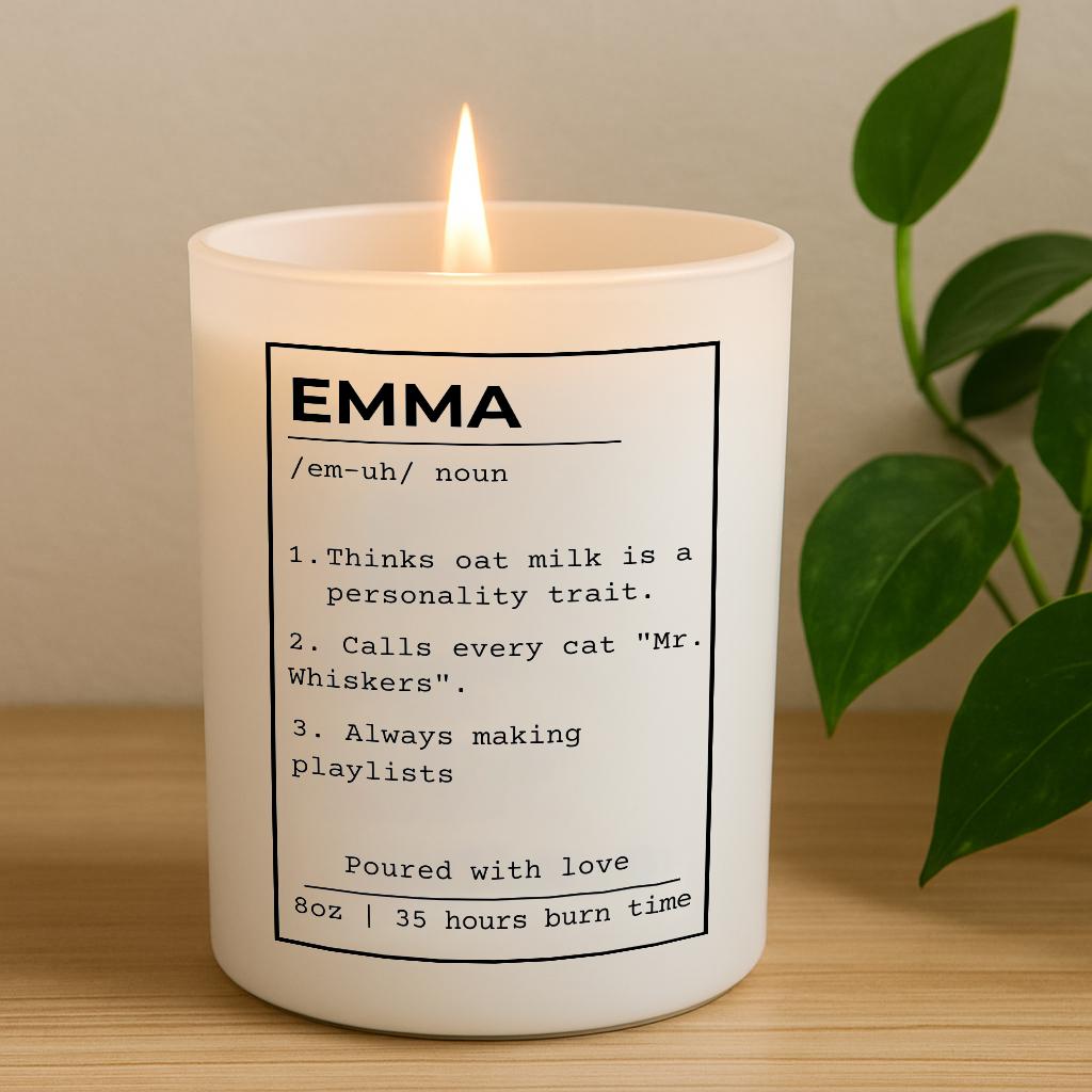 Name Definition Candle - Custom Funny Birthday Gift, Name Definition Gift