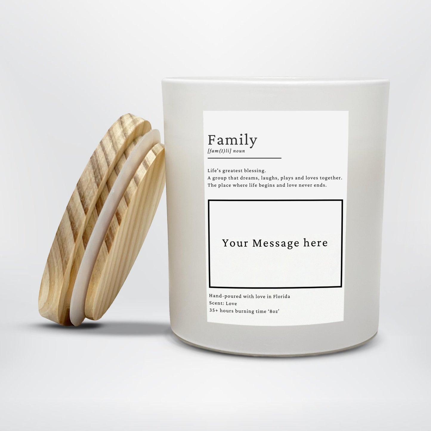 Family Definition Candle – 8oz Matte Glass Jar - Hand-Poured Coconut Soy Blend