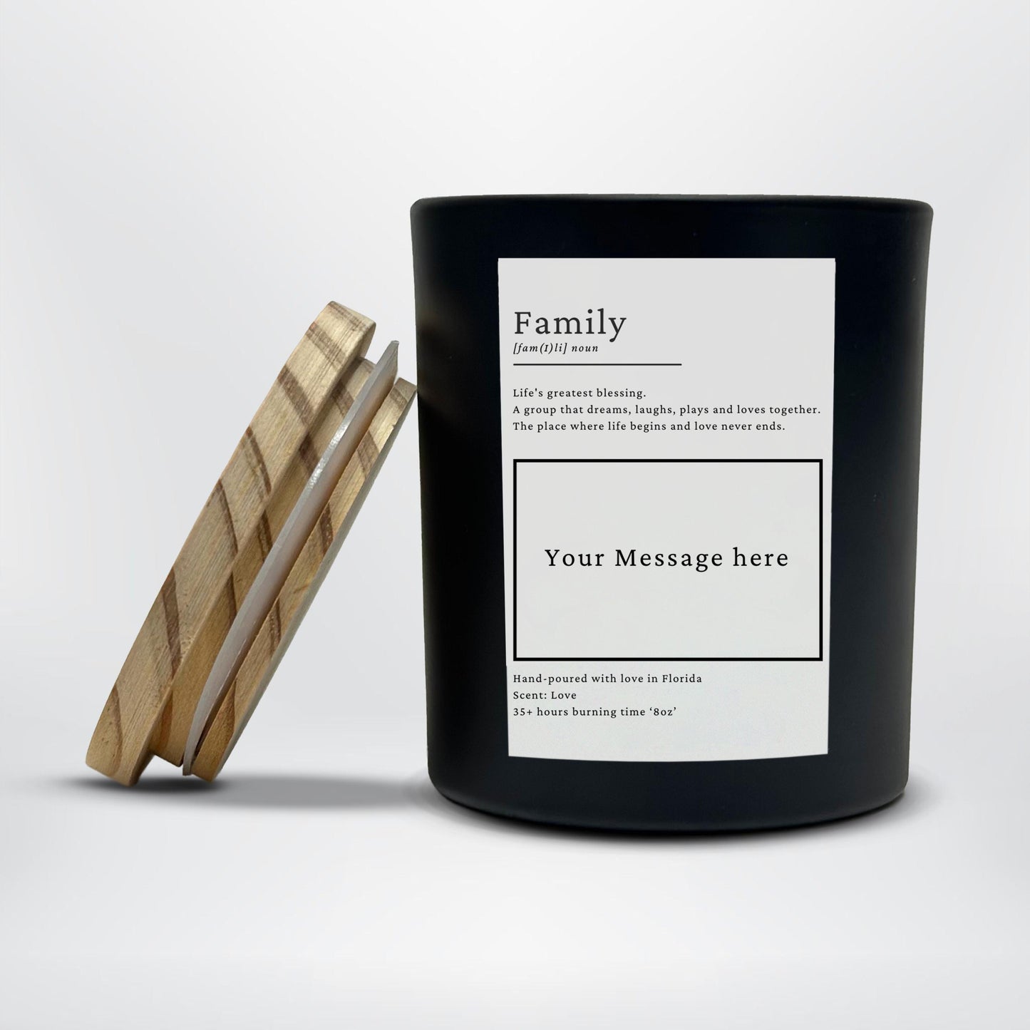 Family Definition Candle – 8oz Matte Glass Jar - Hand-Poured Coconut Soy Blend
