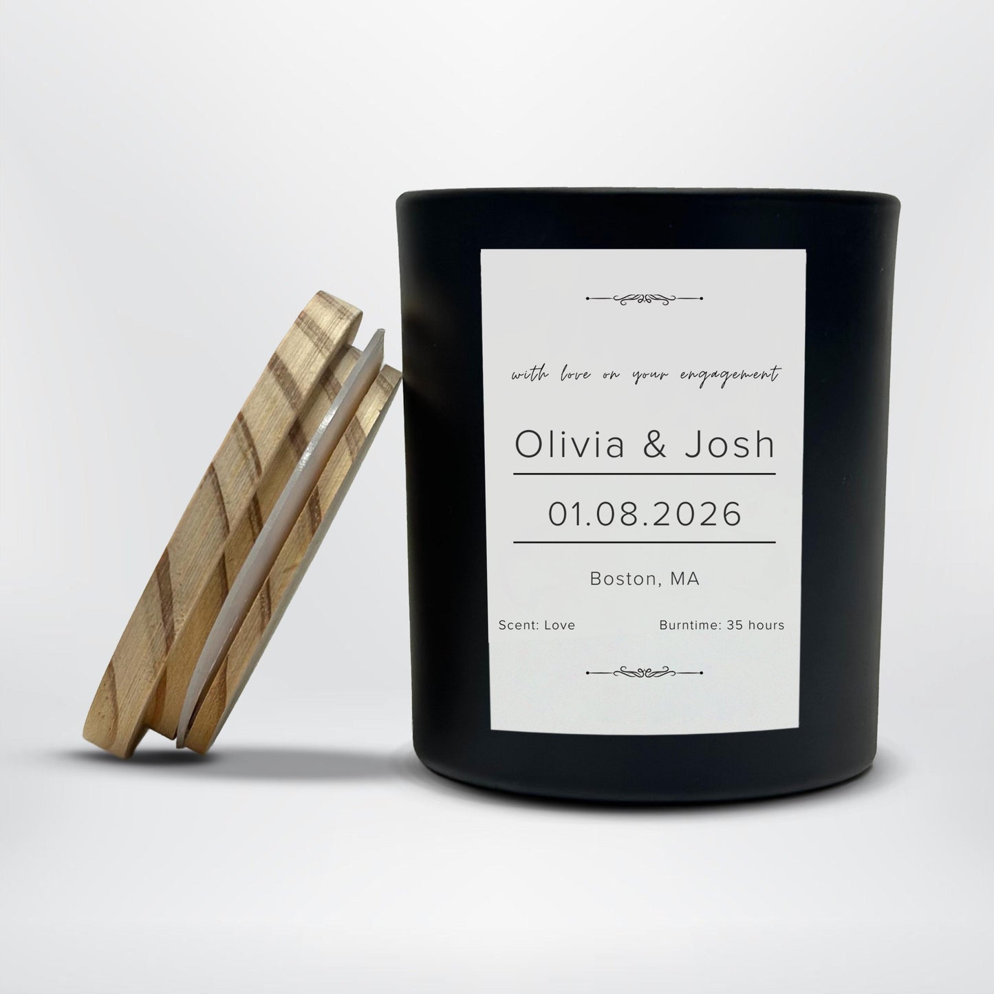 Engagement Candle Gift | Personalized Couple Candle | Olivia & Josh Candle