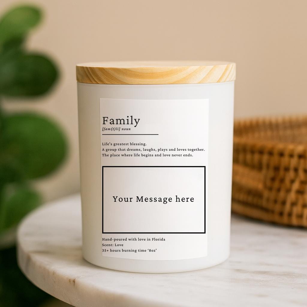 Family Definition Candle – 8oz Matte Glass Jar - Hand-Poured Coconut Soy Blend