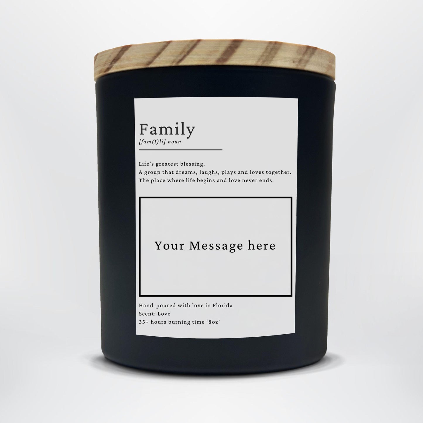Family Definition Candle – 8oz Matte Glass Jar - Hand-Poured Coconut Soy Blend