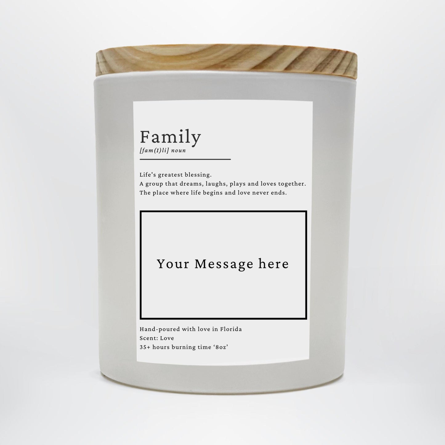 Family Definition Candle – 8oz Matte Glass Jar - Hand-Poured Coconut Soy Blend