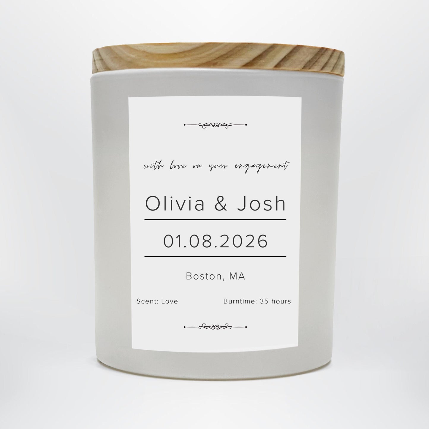 Engagement Candle Gift | Personalized Couple Candle | Olivia & Josh Candle