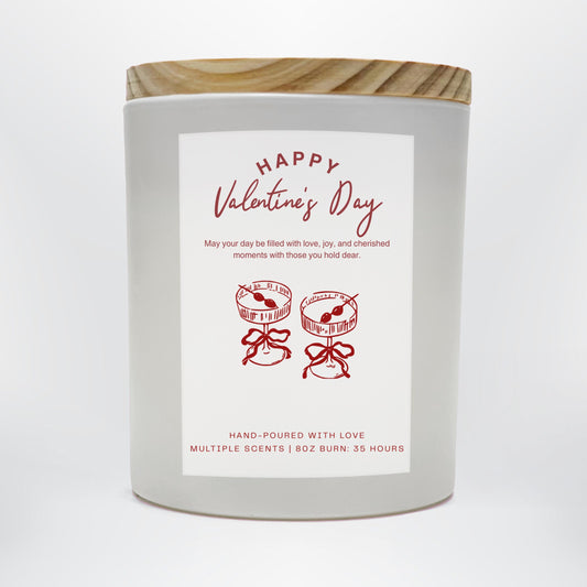 Happy Valentines Day Soy Candle 8 oz Love Scent Black Jar Romantic Gift Handmade Scented Candle